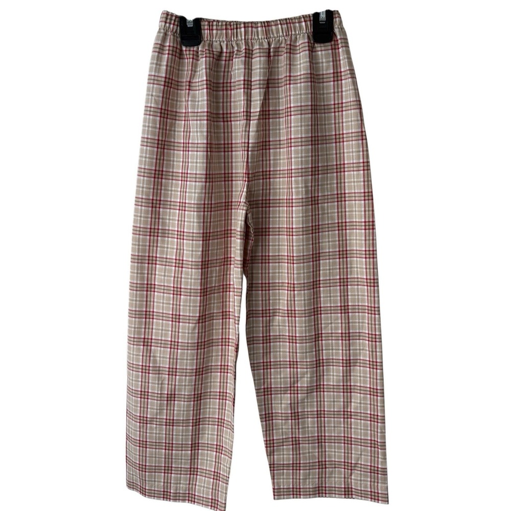 Shrimp & Grits Kids Boys 6 Pants Tan‎ Red Plaid Elastic Waist Straight Leg New